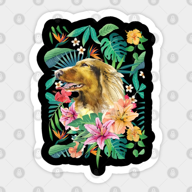 Tropical Long Haired English Cream Dachshund Doxie 1 Sticker by LulululuPainting